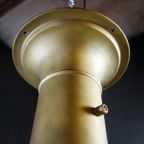 Antieke Lamp – Bol Glazen Kap & Goudkleurig Armatuur – Jaren 20 thumbnail 7