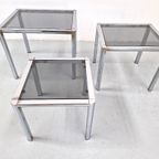 Vintage Chroom En Rookglas Nesting Tafel Set thumbnail 4