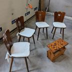 4 Vintage Houten Eet-Stoelen Uit De Jaren 50S/60S thumbnail 20