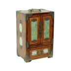 Chinese Juwelenkist Sierraden Doos Jade Palissander Messing Vintage thumbnail 3