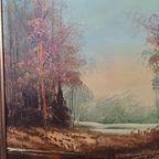 Bos Landschap Op Doek Van Peters, Jaren 70/80 thumbnail 7