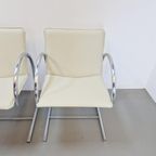 4 X Vintage Metaform Cirkel Rvs Stoel Nieuw Leer Japandi '80 thumbnail 4