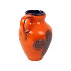 Vintage Oranje En Blauwe Geglazuurde West Germany Vaas Carstens 116-2L thumbnail 6