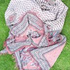 Antieke 19e Eeuwse Perzische Kalamkari/kalmikara Paisley Sjaal thumbnail 9