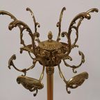 Messing Rococo Staande Kapstok Hollywood Regency Hall Tree Op Marmer Voet thumbnail 4