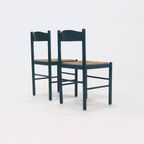 Set Of 2 Vico Magistretti Style Stained Wood And Rush Dining Chairs 1960S thumbnail 6