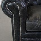 Zwarte Ruime Rundleren Chesterfield Fauteuil thumbnail 10