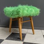 Green Fluffy Foot Stool 1960S thumbnail 2
