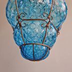 Grote Venetiaanse Hanglamp In Blauw Murano-Glas thumbnail 5