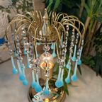 Vintage Murano Tafellamp Opaline Blauwe Pegels Messing Frame thumbnail 7