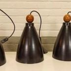 Set Van 3 Vintage Metalen Hanglampen thumbnail 5