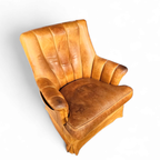 Sheep Leather Club Chair 1970s With Magazine Holder thumbnail 14