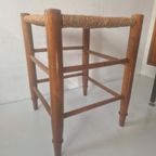 Rustiek Mid Century Krukje Met Biezen Zitting thumbnail 3