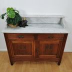 Vintage Frans Dressoir Commode, Ladekast Badkamermeubel Met Marmer Blad 902 thumbnail 3