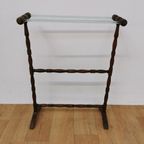 Vintage Antieke Houten Handdoekenrek Badkamer Rek thumbnail 2