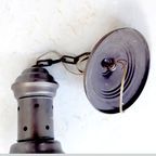 Oude Hanglamp Jaren 20 – Glazen Kap - Koperen Houder - (pf46) thumbnail 9
