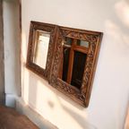 Set Van 2 Vintage Identieke Houten Spiegels In Ibiza Stijl thumbnail 6