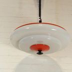 Vintage Space Age Ufo Pullout Hanglamp, Oranje En Wit thumbnail 14