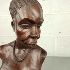 Houten Buste Afrikaanse Vrouw thumbnail 5