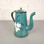 Antieke Emaille Kan Met Bloemen thumbnail 6