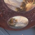 Antieke Tilttop Tafel 19E Eeuw Met 5 Schilderingen thumbnail 23