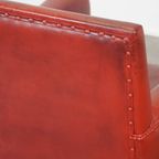 Unieke, Stijlvolle Rood Geverfde Armchair Gemaakt Van Schapenleer thumbnail 12