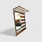 Vintage Garderobe, Kapstok, Spiegel - Hout, Jaren '60 thumbnail 2