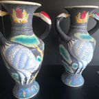 Uitzonderlijk Paar Kraanvogel Vazen 38cm Prijs Per Set thumbnail 6