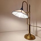 Vintage Lamp Glas In Lood En Messing Desklight Burealamp thumbnail 4