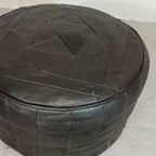 Vintage Leren Peof Ottoman, Zwart thumbnail 9