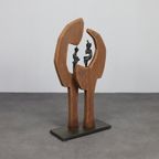 Contemporary Stone & Metal Sculpture With Bronze Figures thumbnail 3