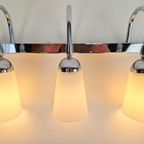 Wandlamp Vanity 3 X Glas Kap Vintag Chroom Italy Design ‘80 thumbnail 2