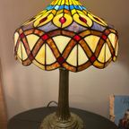 2 Beschikbaar Art Nouveau Tiffany Stijl Tafellampen Pauwen Motief thumbnail 4