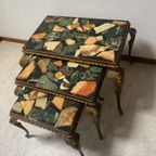 Vintage Nesting Tables / Mimiset Met Onyx Bladen Regency Stijl thumbnail 2