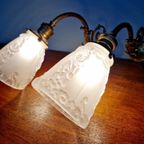 Paar Art Deco Schansen In Brons En Gesatineerd Glas, 1920 thumbnail 8