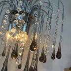 Xxl Grote Murano Kroonluchter Hanglamp Taupe Chrome Frame thumbnail 9