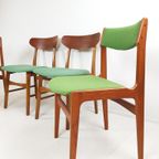 Deense Stoelen | Dining Chairs Danish Green Wool Teak Wood thumbnail 4