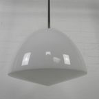 Oude Schoollamp Met Grote Glazen Bol In Opaalglas, Jaren 30 thumbnail 11