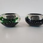 * 2 Murano Kandelaars Spijkerglas Waxine Houders | Kerst thumbnail 2