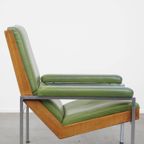 Tijdloze Groene Rundleren, Houten Vintage Jaren ’60 Design Fauteuil Model Lotus 1611 Van Rob Parry thumbnail 9