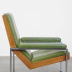 Tijdloze Groene Rundleren, Houten Vintage Jaren ’60 Design Fauteuil Model Lotus 1611 Van Rob Parry thumbnail 4