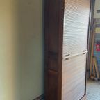 Prachtige Hoge Antieke Eiken Houten Archiefkast, Rolluikkast thumbnail 7