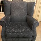 Oorfauteuil Barok Zwarte Stof thumbnail 2