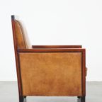 In Goede Staat Verkerende, Strakke Art Deco Design Fauteuil Met Leuke Details Gemaakt Van Schapen thumbnail 4