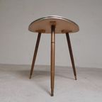 Driehoekige Vintage Bijzettafel, Salontafel Op Drie Poten thumbnail 2