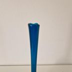 Vintage Petrol Blauwe Glazen Vaas Fles Vaasje Jaren 60 thumbnail 3