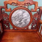 Antiek Palissander Bureau Met Ingelegd Marmer En Bijpassende thumbnail 4