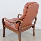 Vintage Møbler Sweden Fauteuil Bruin Leer Gecapitonneerd ‘60 thumbnail 2
