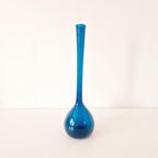 Vintage Petrol Blauwe Glazen Vaas Fles Vaasje Jaren 60 thumbnail 8