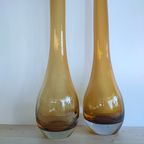 Set Hoge Bloemenvazen Vintage Amber Bruin thumbnail 8